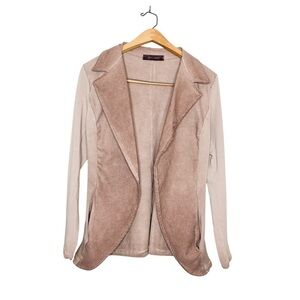 Grey Violet Women’s Color Soaked Open Front Contrast Knit Blazer Jacket Medium M